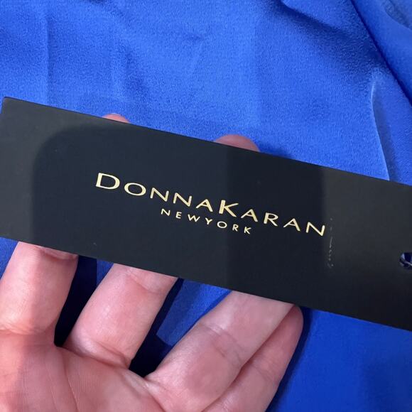 DONNA KARAN Women's Faux-Wrap Long-Sleeve Top Size XL In Marbella - Picture 8 of 11